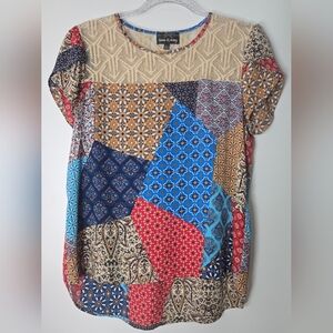 Patchwork Print Women's Top